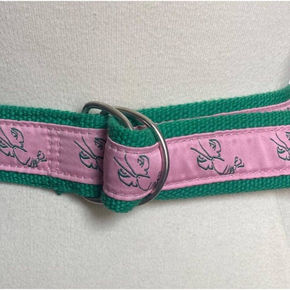 Preppy Lobster D Ring Belt Large Pink Green Cotton Canvas Mens Womens Coastal